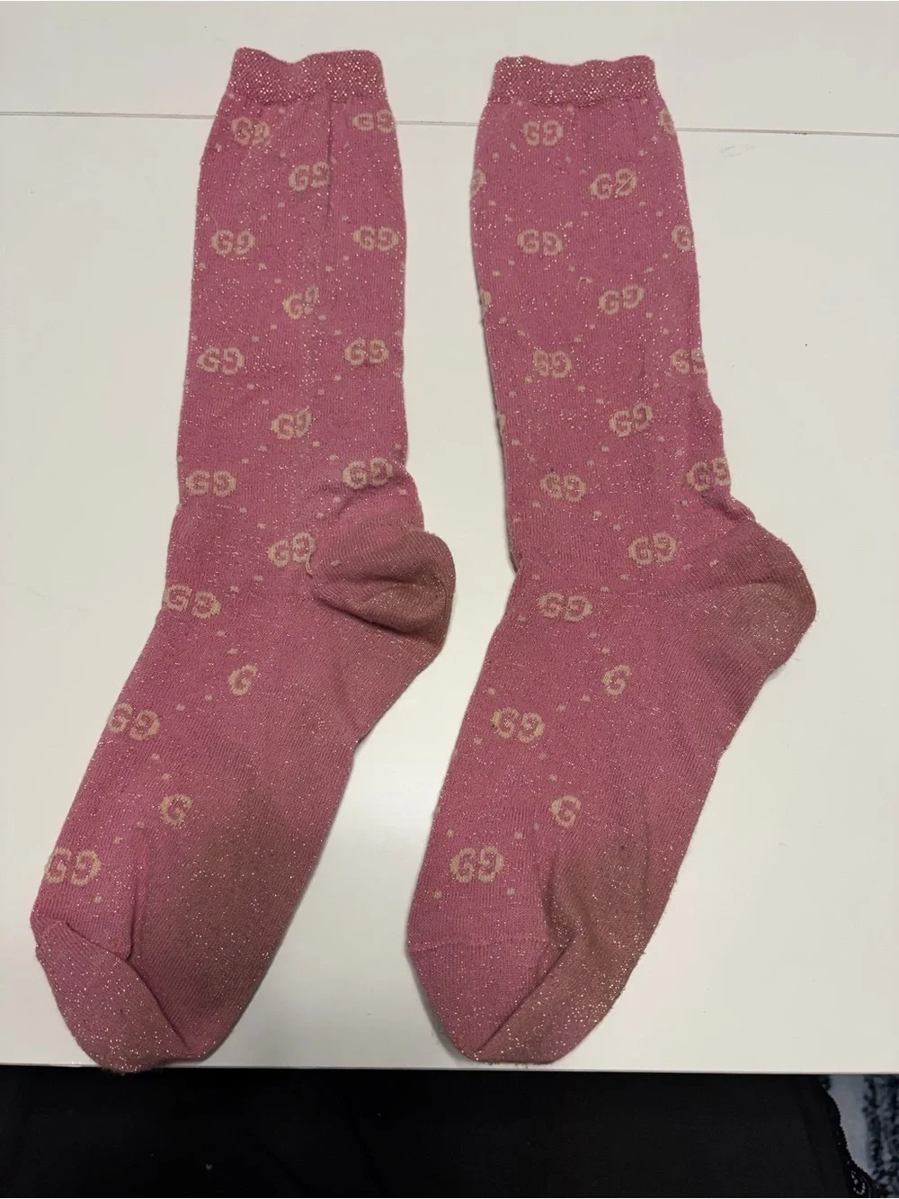 Gucci Pink GG Sparkle Crew Socks